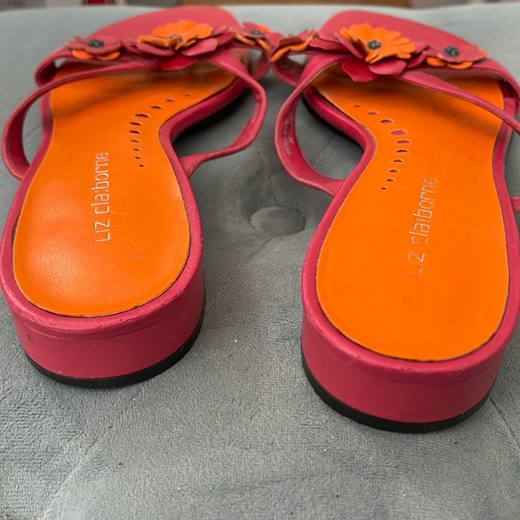 Liz Claiborne Leather Sandals ~ Gently Worn ~ 8 ~ Floral - Picture 5 of 6